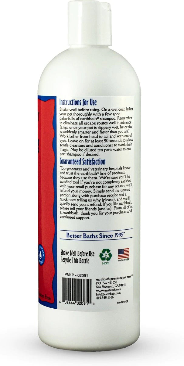 earthbath Oatmeal & Aloe Shampoo, Vanilla & Almond, Helps Relieve Itchy Dry Skin, Made in USA, 16 oz