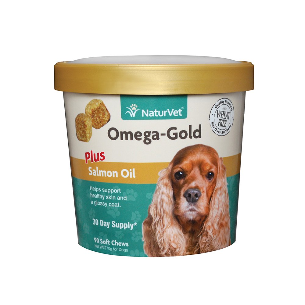 NaturVet Wheat Free Omega-Gold Plus Salmon Oil Dog Soft Chew 90 Count