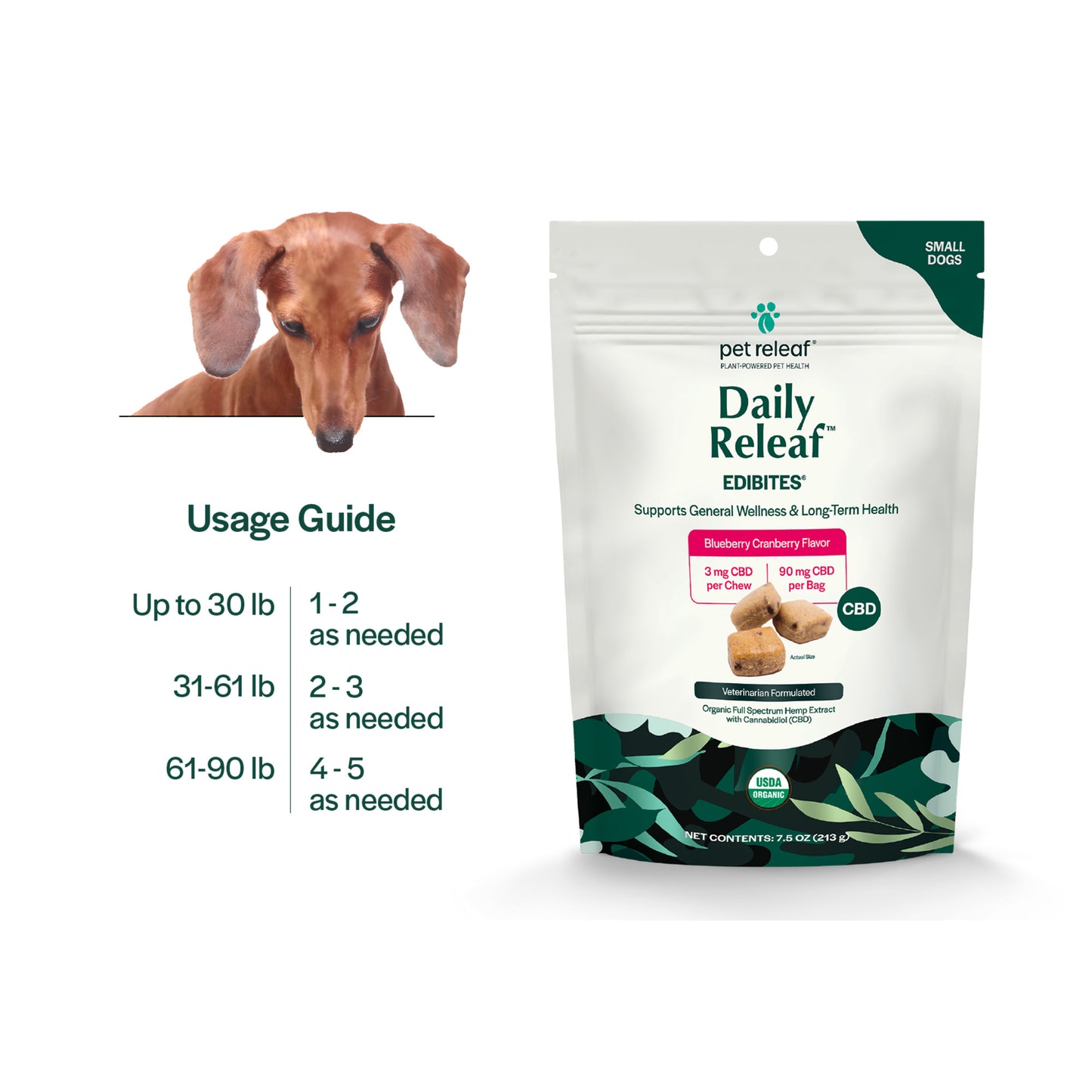 Daily Releaf Edibites For M/L Dogs – Blueberry Cranberry