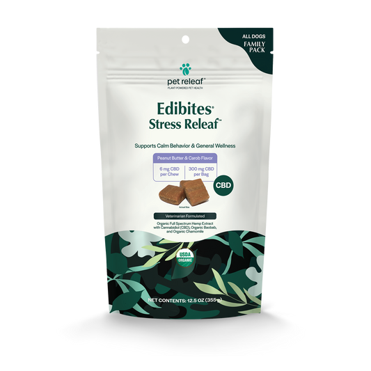 Stress Releaf Edibites for Dogs – Family Size Peanut Butter Carob 300mg