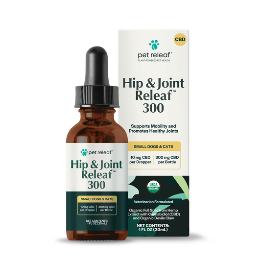 Hip & Joint Releaf 300mg Oil For Small Dogs & Cats Organic USDA