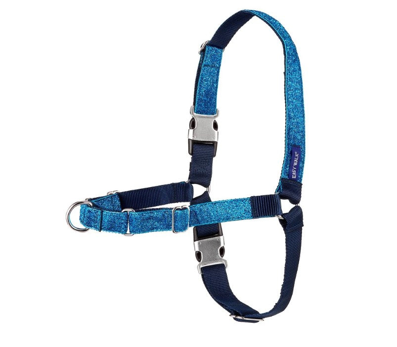 M/L Easy Walk No pull Blue Bling Harness