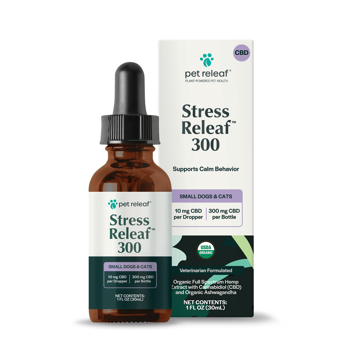 Stress Releaf 300mg Oil for Small Dogs & Cats Organic