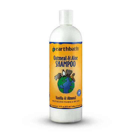 earthbath Oatmeal & Aloe Shampoo, Vanilla & Almond, Helps Relieve Itchy Dry Skin, Made in USA, 16 oz